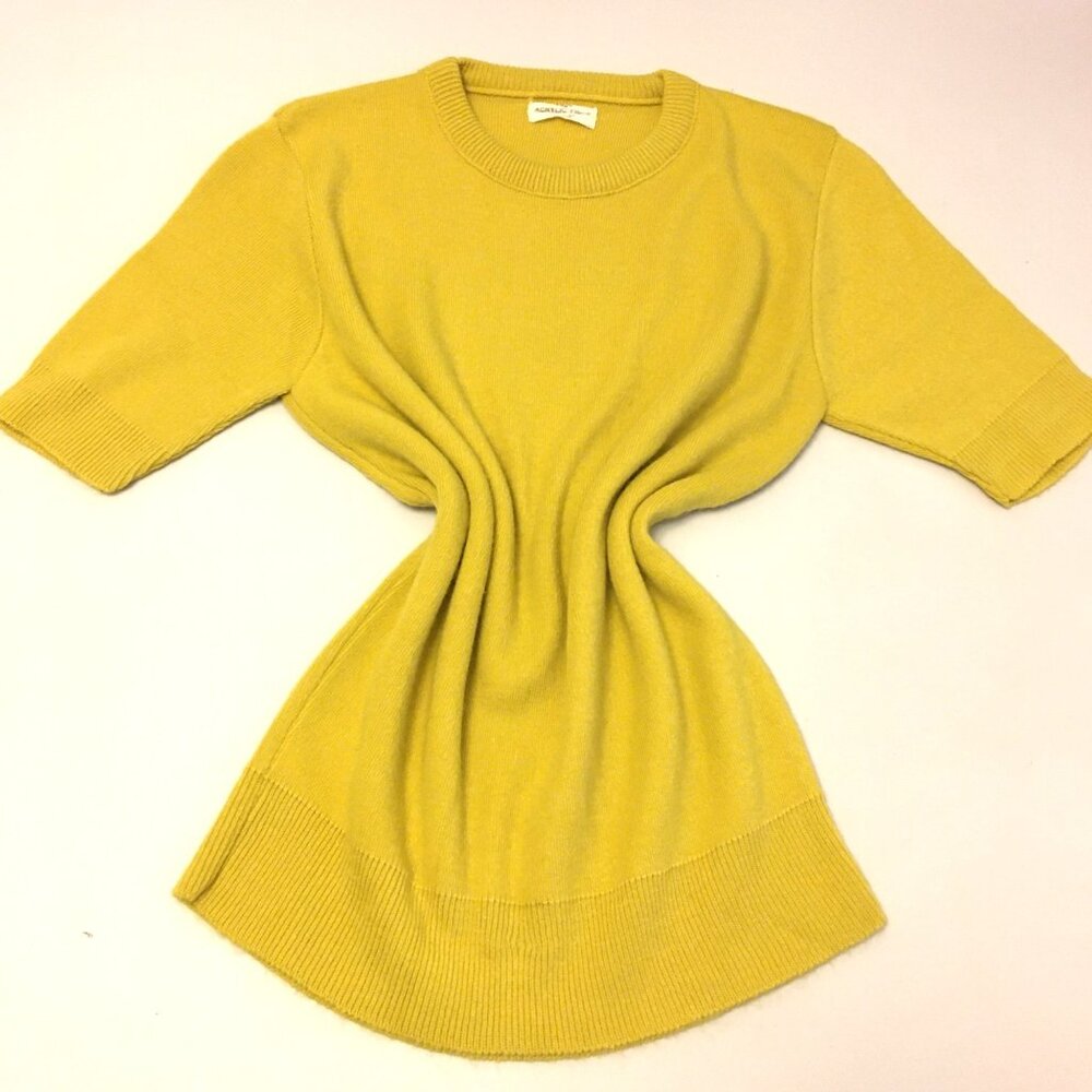 Vintage 50s Mustard Yellow Sweater MCM Mod Pin Up Rockabilly Boho Retro (t5)